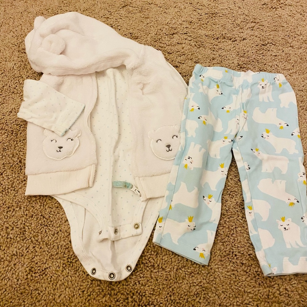 Polar bear 3 piece outfit with vest
